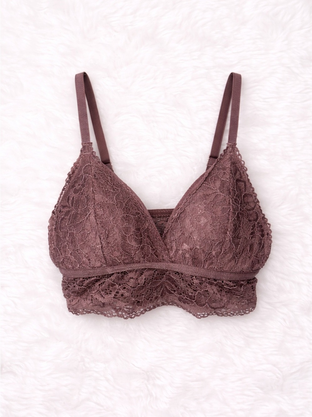 Adrienne Vittadini Studio Lace Bralette Small Mauve Pink Wireless Bra